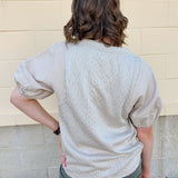 Quilted Edge Puff Sleeve Top