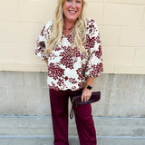 Cherry Blossom Scalloped Hem Blouse