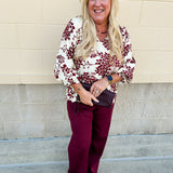Cherry Blossom Scalloped Hem Blouse