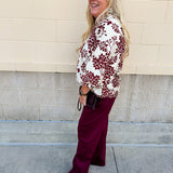 Cherry Blossom Scalloped Hem Blouse