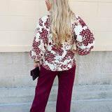 Cherry Blossom Scalloped Hem Blouse