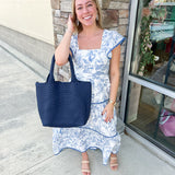 BC Bags Navy Woven Tote