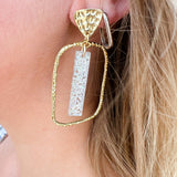Taylor Shaye Silver Sequin Stick Hoops