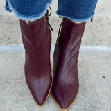 Valencia Pointed Toe Ankle Boot in Garnet