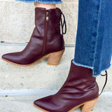 Valencia Pointed Toe Ankle Boot in Garnet