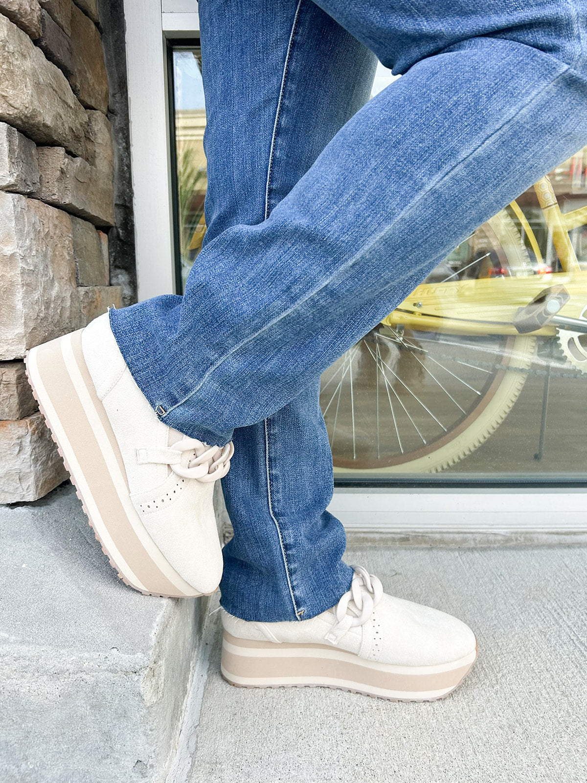 The Paloma Ivory Platform Sneaker | Side View
