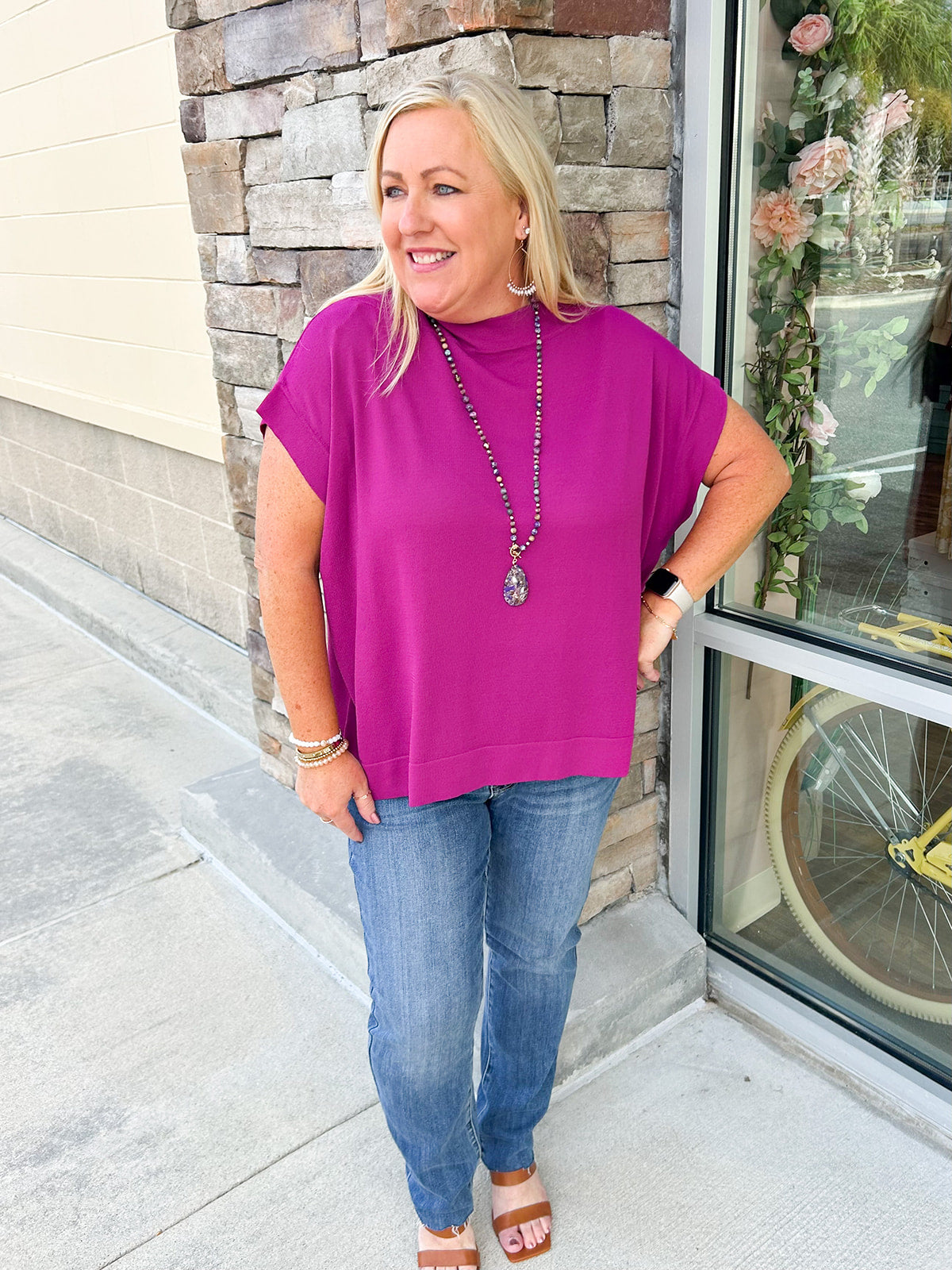 Memory Mile Boat Neck Top-Plus Size | Styled View