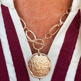 Hammered Halo Toggle Necklace
