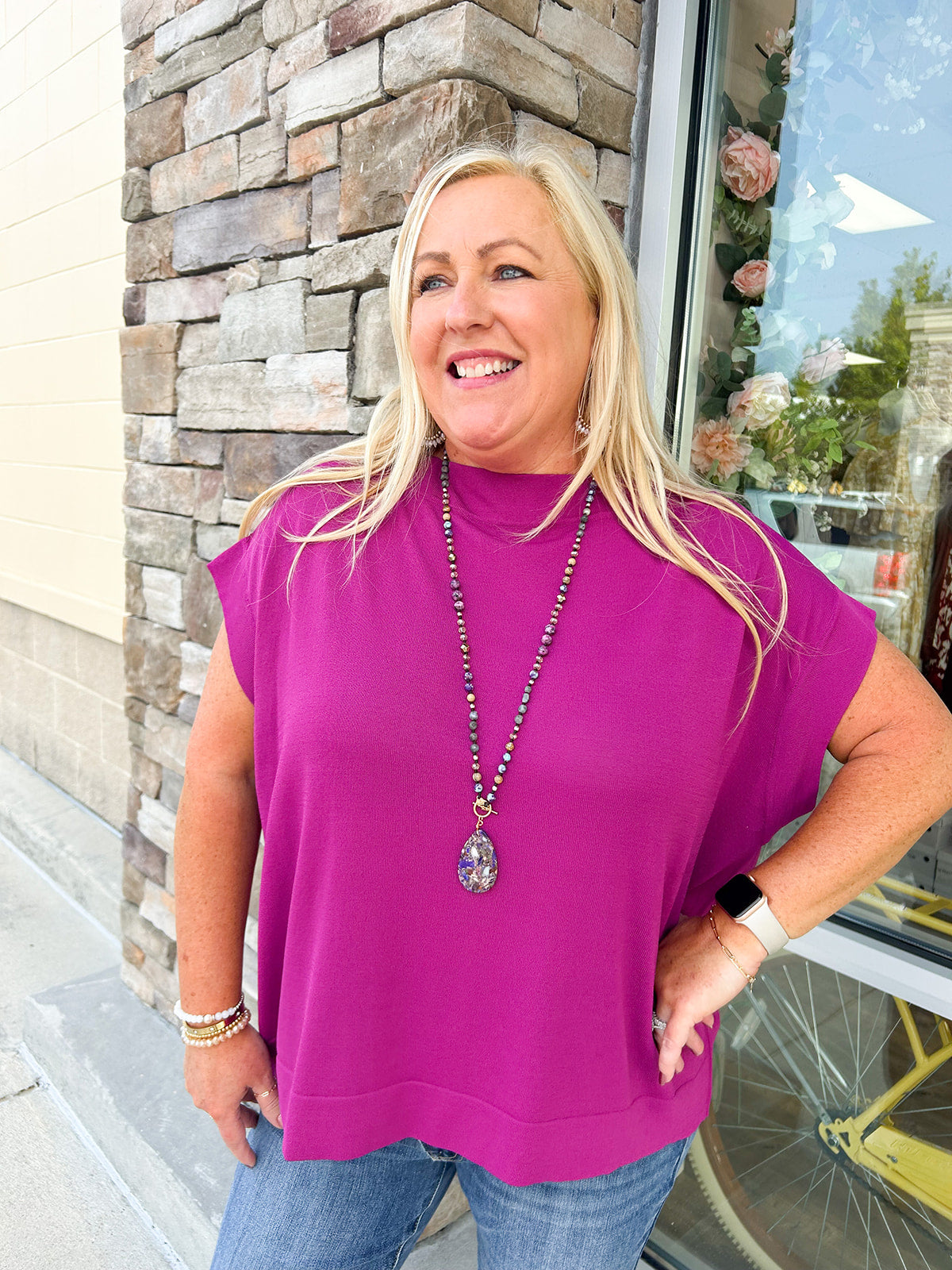 Memory Mile Boat Neck Top-Plus Size | Front View