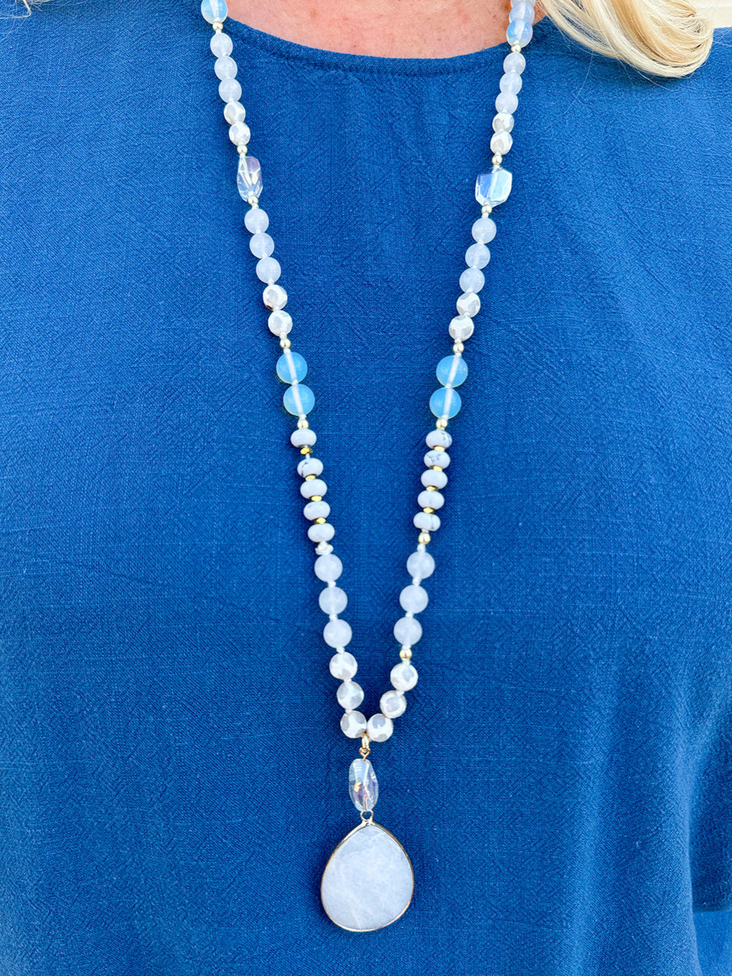 Callie Beaded Necklace in White
