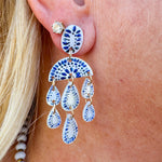 Mother of Pearl Blue and White Chandelier Earrings