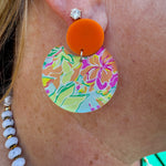 Preppy Colorful Notched Circle Earrings