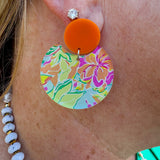 Preppy Colorful Notched Circle Earrings