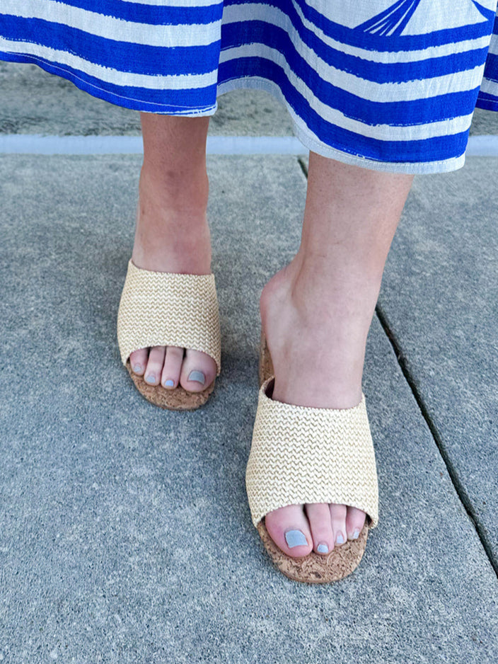 Addie Raffia Slip On Sandals