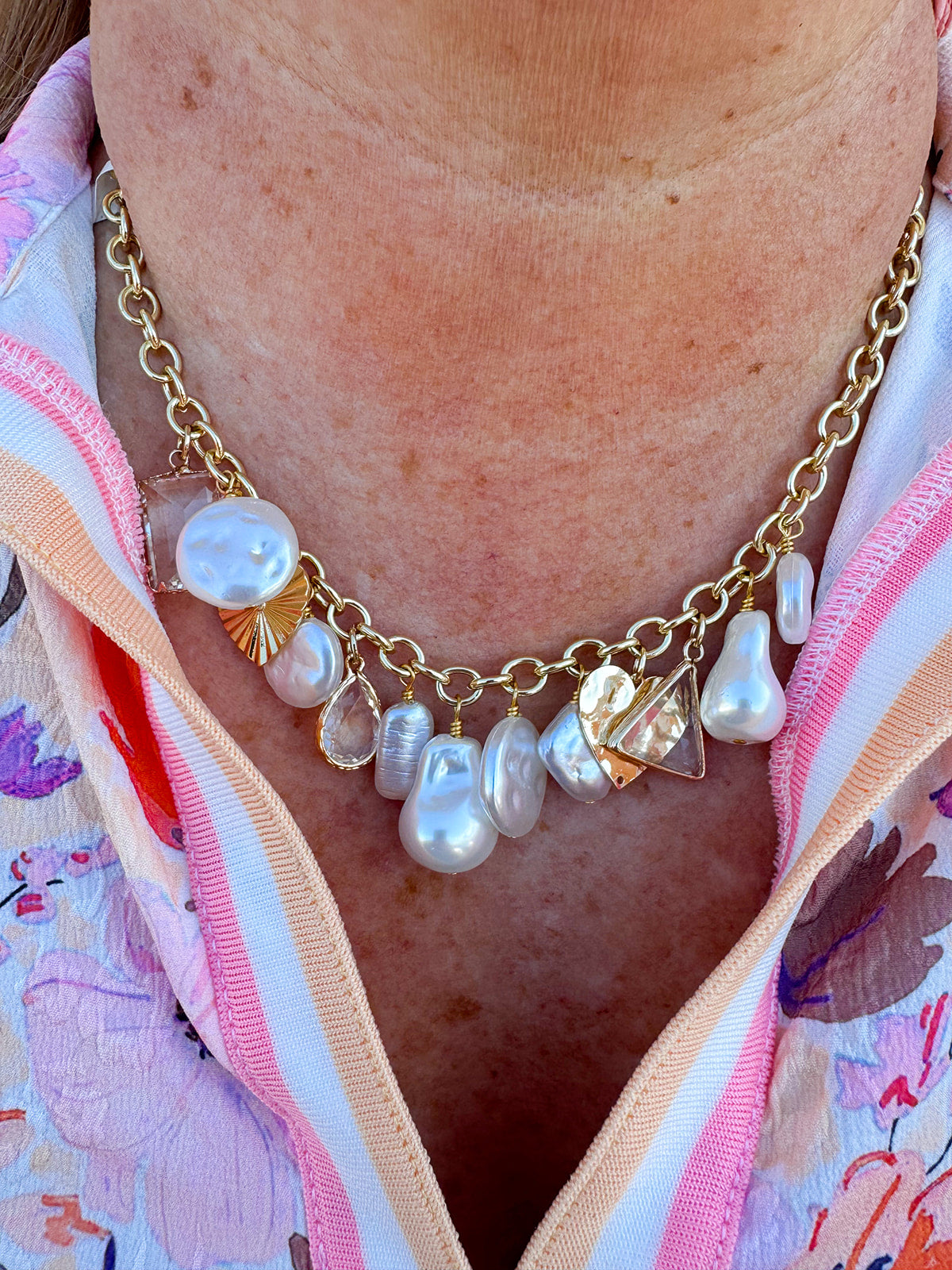 Joyful 16k Gold Filled Chain Charm Necklace