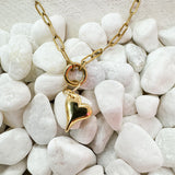 Gold Puff Heart Charm