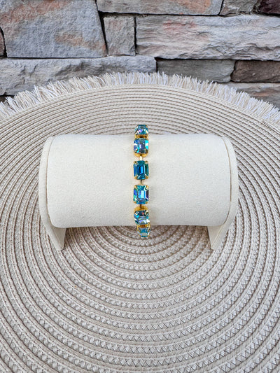 [Sorrelli] Octavia Tennis Bracelet Aqua Aurora Borealis - The Pink Pineapple 850