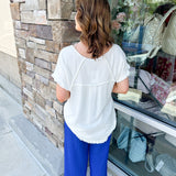 {FINAL SALE} Caught Crushing Jacquard Blue Pants