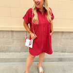 Cider Hour Suede Shirt Mini Dress