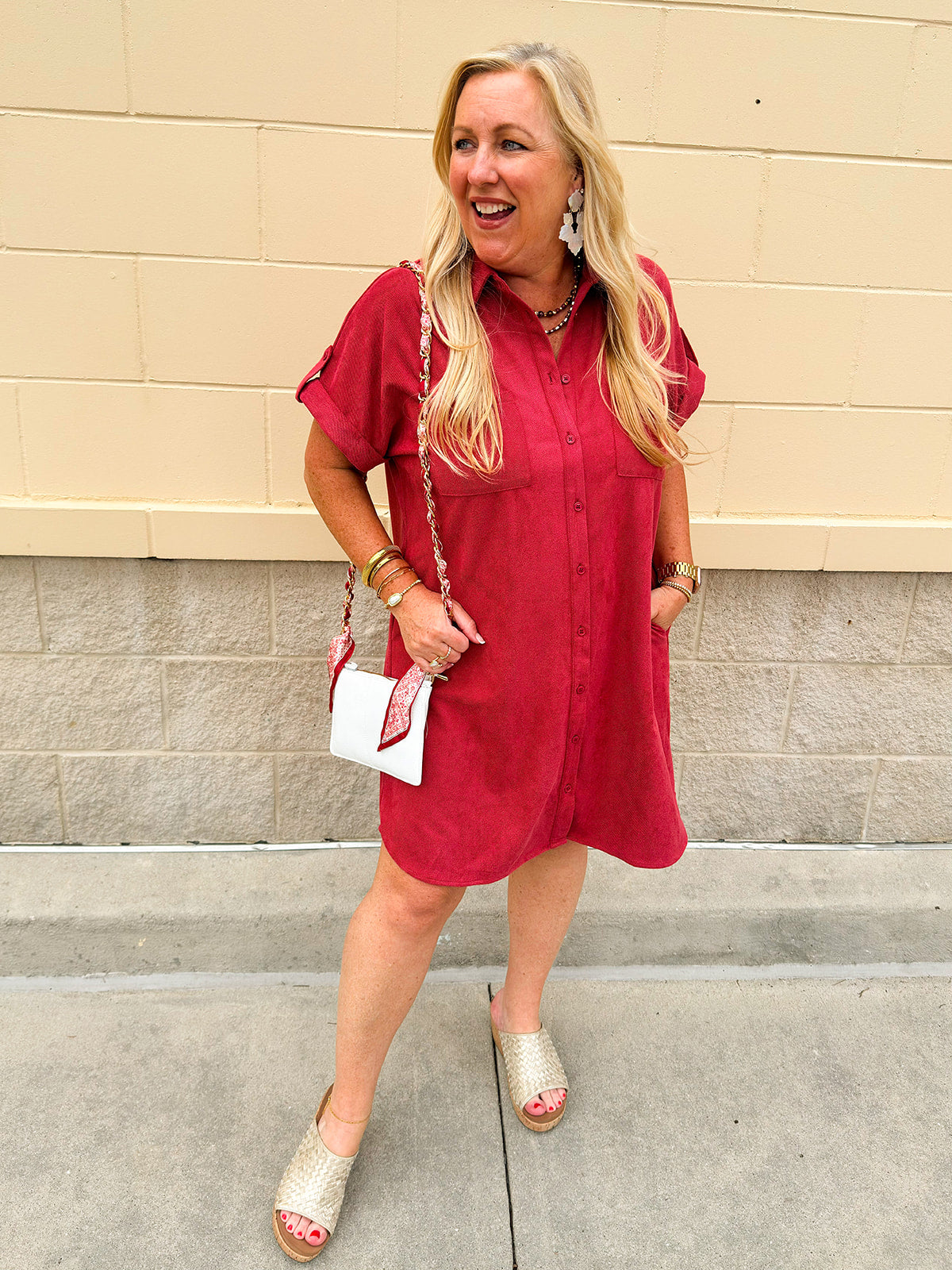 Cider Hour Suede Shirt Mini Dress