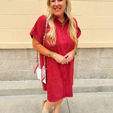 Cider Hour Suede Shirt Mini Dress