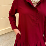 Crimson Ruffle Reverie Mini Dress
