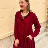 Crimson Ruffle Reverie Mini Dress