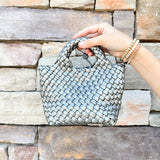 BC Bags Pewter Braided Clutch