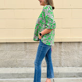 Midrise cropped flare jeans in Tekapo wash with five-pocket styling and slight stretch