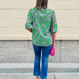Midrise cropped flare jeans in Tekapo wash with five-pocket styling and slight stretch