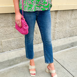 Midrise cropped flare jeans in Tekapo wash with five-pocket styling and slight stretch