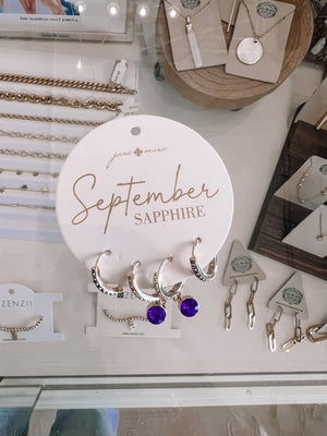 Sapphire September Earring Cuff Set