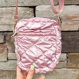 Glossy Puffy Mini Crossbody Bag-Pink