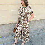 Harvest Blooms Tiered Midi Dress