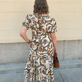 Harvest Blooms Tiered Midi Dress