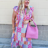 Island Oasis Patchwork Midi Dress