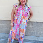 Island Oasis Patchwork Midi Dress