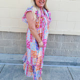 Island Oasis Patchwork Midi Dress