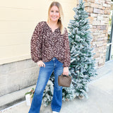 {FINAL SALE} Pumpkin Kisses Leopard Blouse