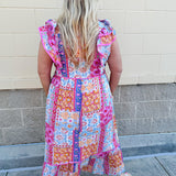 Island Oasis Patchwork Midi Dress