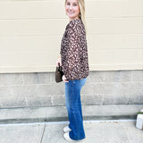 {FINAL SALE} Pumpkin Kisses Leopard Blouse