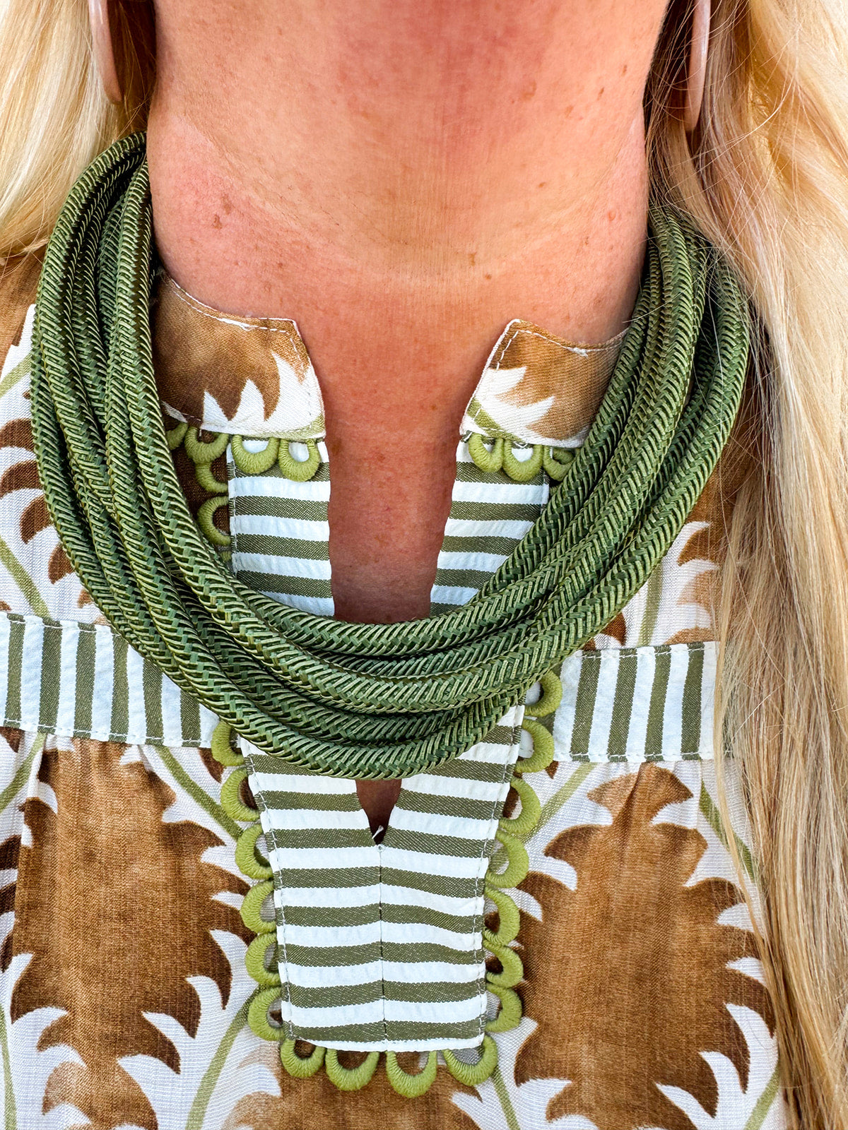 Rachel Rope Necklace in Sage Green
