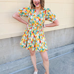 Tulip Garden Puff Sleeve Mini Dress