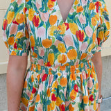 Tulip Garden Puff Sleeve Mini Dress