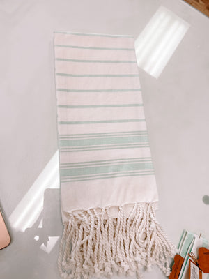 Mud Pie Seafoam and White Turkish Hand Towels