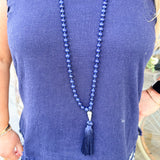 Lapis Lazuli Mala Bead Tassel Necklaces