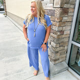 Free To Glow Wide Leg Pants Orchid Blue - Curvy