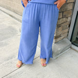 Free To Glow Wide Leg Pants Orchid Blue - Curvy