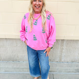[Mary Square] Sarah Sequin Green Trees Sweatshirt