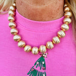 Brushed Gold Big Ball Necklace